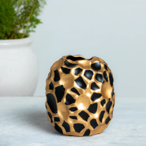 BOH Golden Black Carved Vase