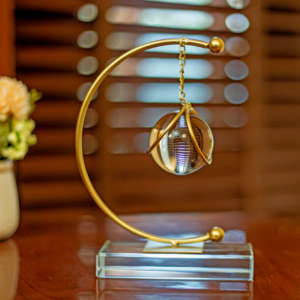 BOH Golden Half Moon Shape with Hanging Crystal Ball