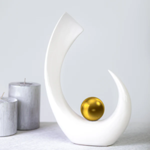 BOH Modern White Spirale With Gold Ball Table Decor