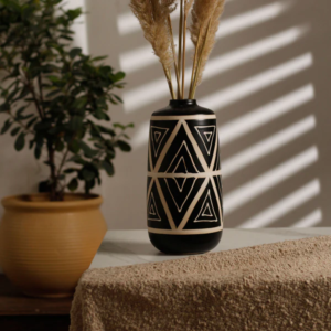 BOH Black Carved Decor Vase