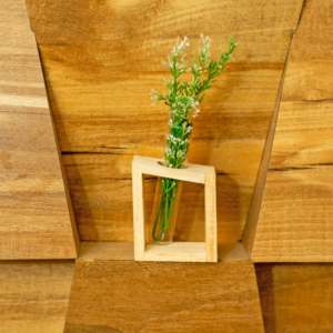BOH Wood And Glass Tube Table Top Planter