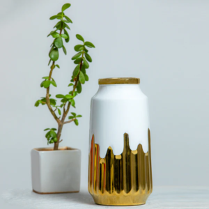 BOH Designer Golden White Decor Vase