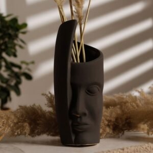 BOH Black Toned Face Vase