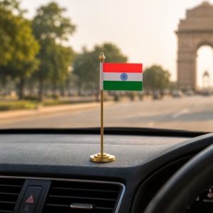 Indian Flag with Brass Base